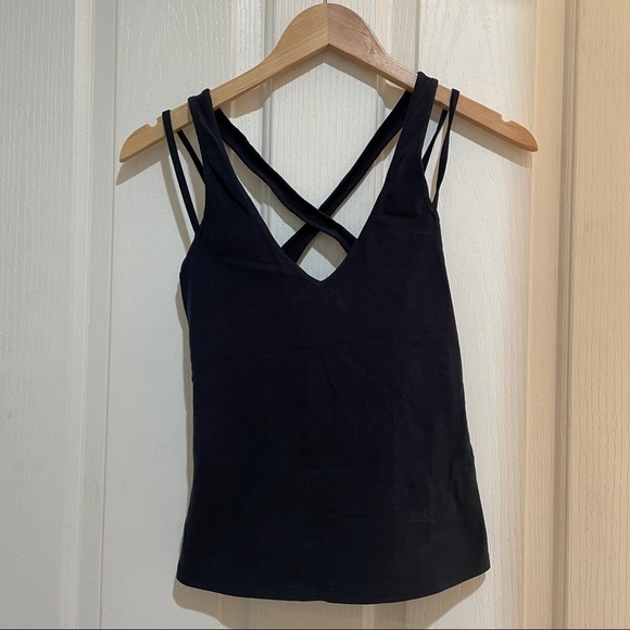 ANTHROPOLOGIE Strappy Tank Top Maeve Deep-V New Black Size XXS Anthro NWT - Picture 5 of 8